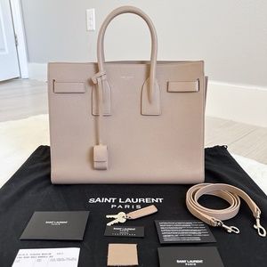 Saint Laurent Sac De Jour Small Grained Leather Dark Beige Excellent Condition